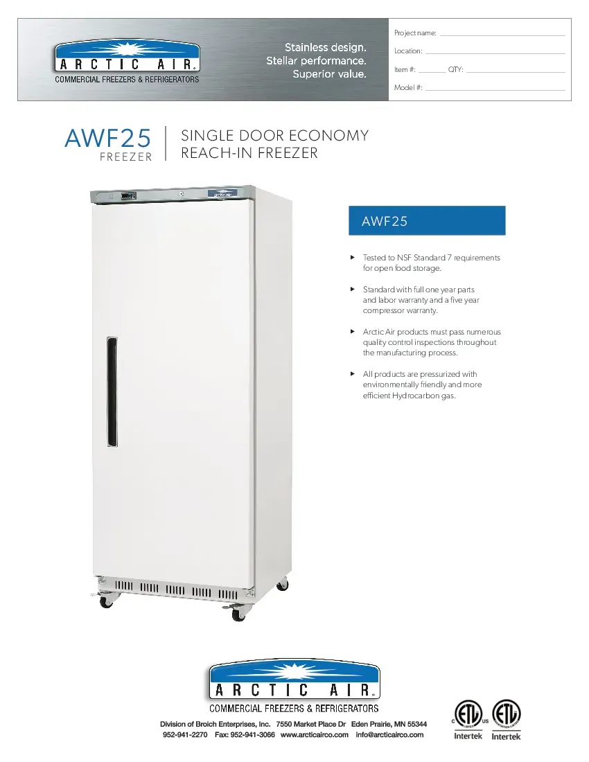 arctic-air-awf25-freezer-reach-in-115v-one-section-self-contained-specsheet-260719ca2rzi.pdf