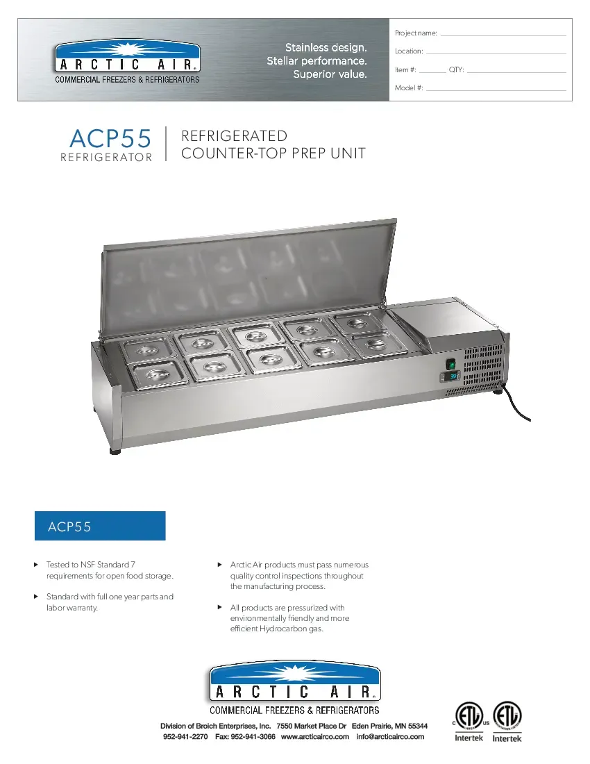 arctic-air-acp55-refrigerated-countertop-pan-rail-115v-specsheet-2607195bmshl.pdf