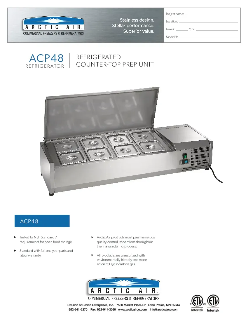 arctic-air-acp48-refrigerated-countertop-pan-rail-115v-specsheet-260719s1b1fn.pdf